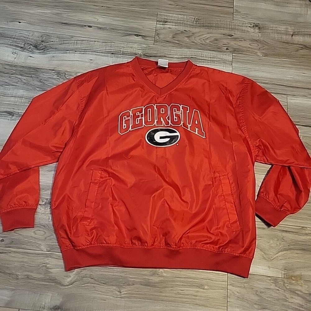 Red Oak Sportswear Georgia Bulldogs Windbreaker Mens XL‎ Red V-Neck Pullover VGT